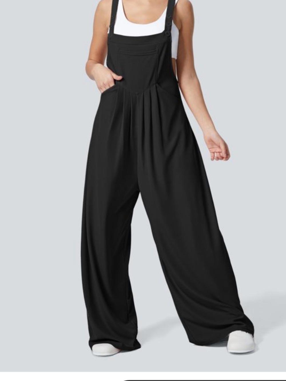 HALARA Black Wide-Leg Overall Jumpsuit with Bib